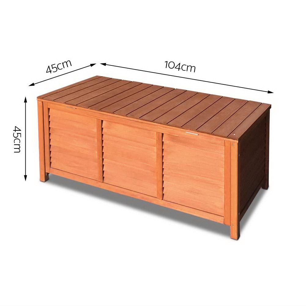 Gardeon Outdoor Fir Wooden Storage Bench showcasing its natural wood finish and slat design, perfect for outdoor and indoor use.