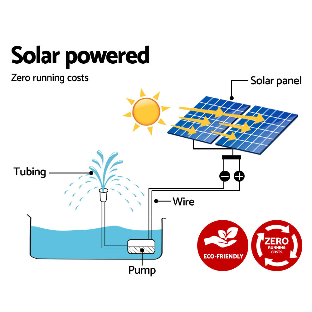 Gardeon Solar Pond Pump Water Fountain Filter Kit with solar panels and water pump, designed for outdoor and indoor use.