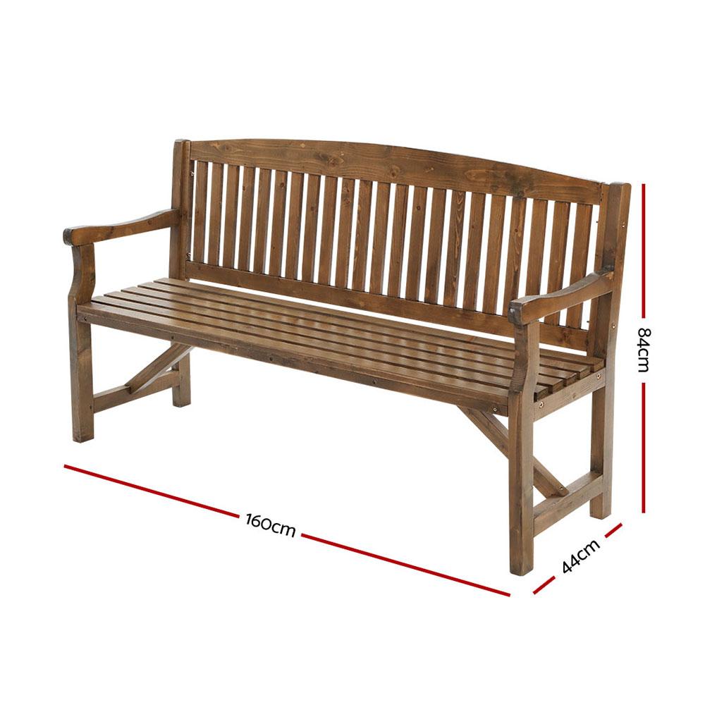 Gardeon Wooden Garden Bench Chair made of natural fir wood, showcasing its rustic design and sturdy construction, suitable for outdoor and indoor use.