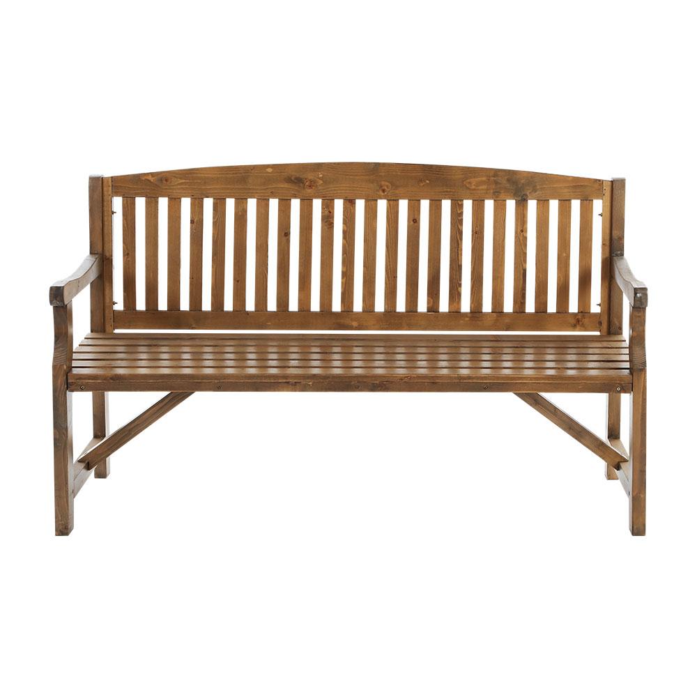 Gardeon Wooden Garden Bench Chair made of natural fir wood, showcasing its rustic design and sturdy construction, suitable for outdoor and indoor use.