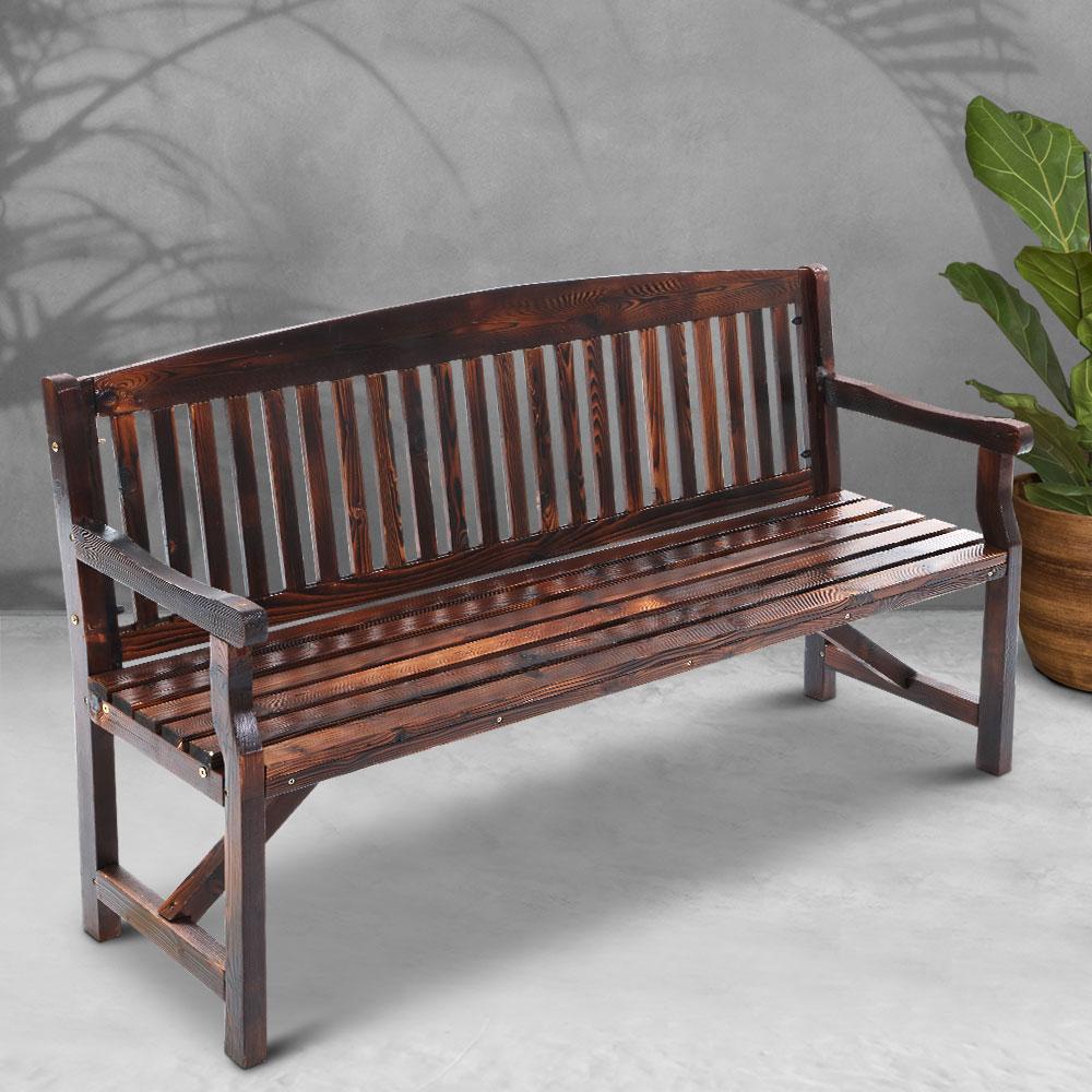 Gardeon Wooden Garden Bench Chair made of natural fir wood, showcasing its rustic design and sturdy construction, suitable for outdoor and indoor use.