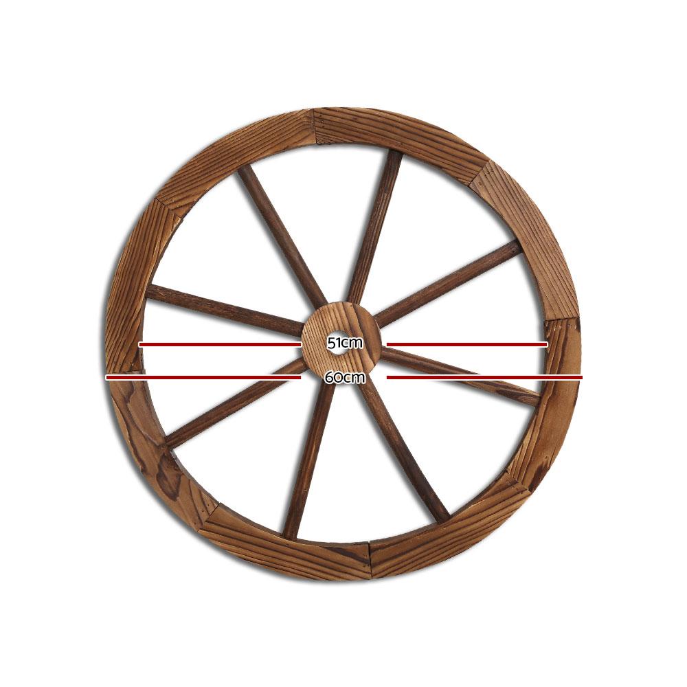 Gardeon Wooden Wagon Wheel made of fir wood with a burnt finish, showcasing rustic charm for home and garden decor.