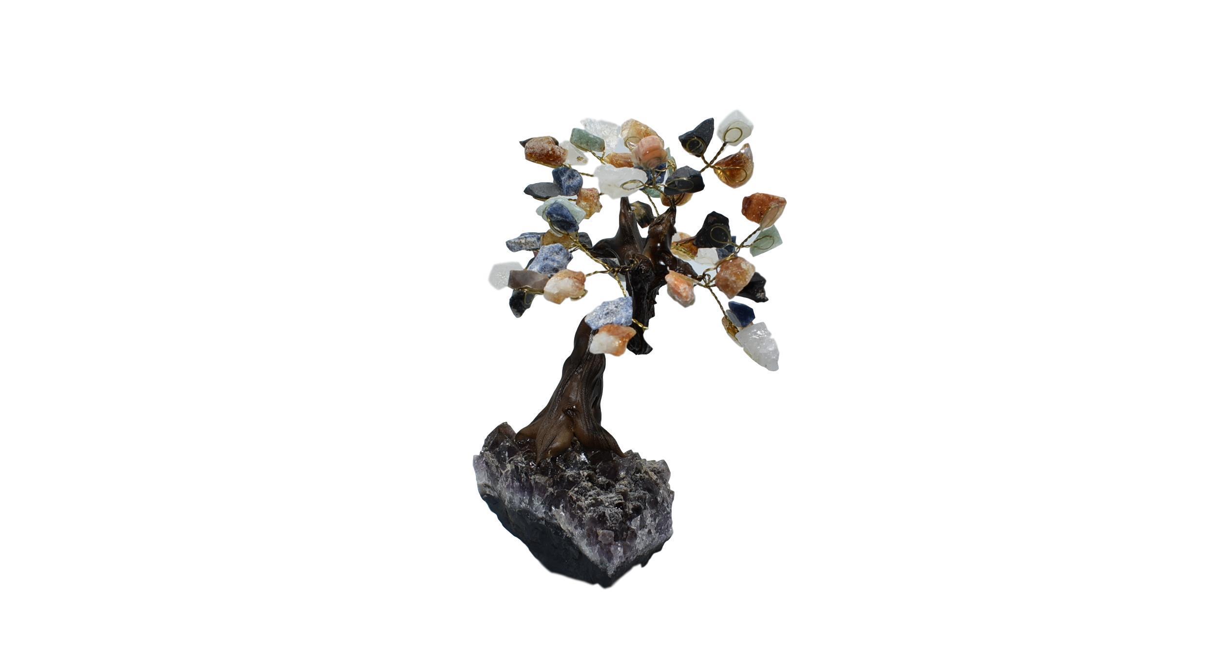 A beautiful Gemstone Bonsai Tree with colorful gemstone leaves and a sturdy base, showcasing its intricate design and vibrant colors.