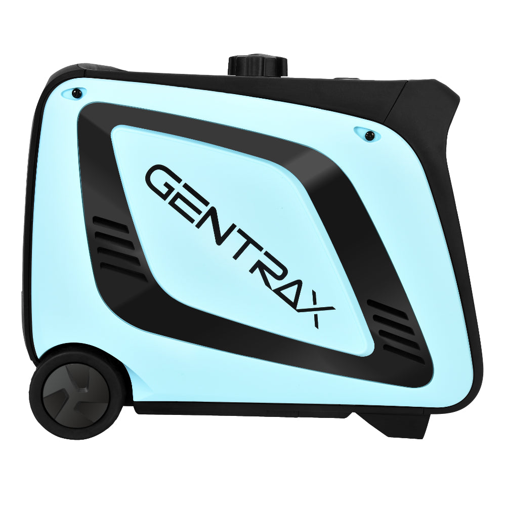 Gentrax 4200w Pure Sine Wave Inverter Generator with dual wheels and LCD display, designed for portability and efficiency.