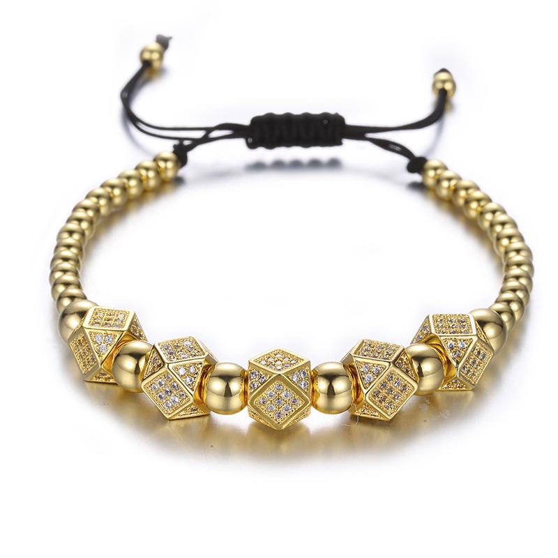 Geometric Faced Crystal Rivets Charms Bracelet made of natural agate and copper, featuring a unique design suitable for both men and women.