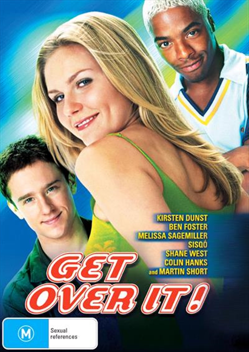 Get Over It! DVD cover featuring a high school scene with characters Berke and Kelly, showcasing a romantic comedy theme.