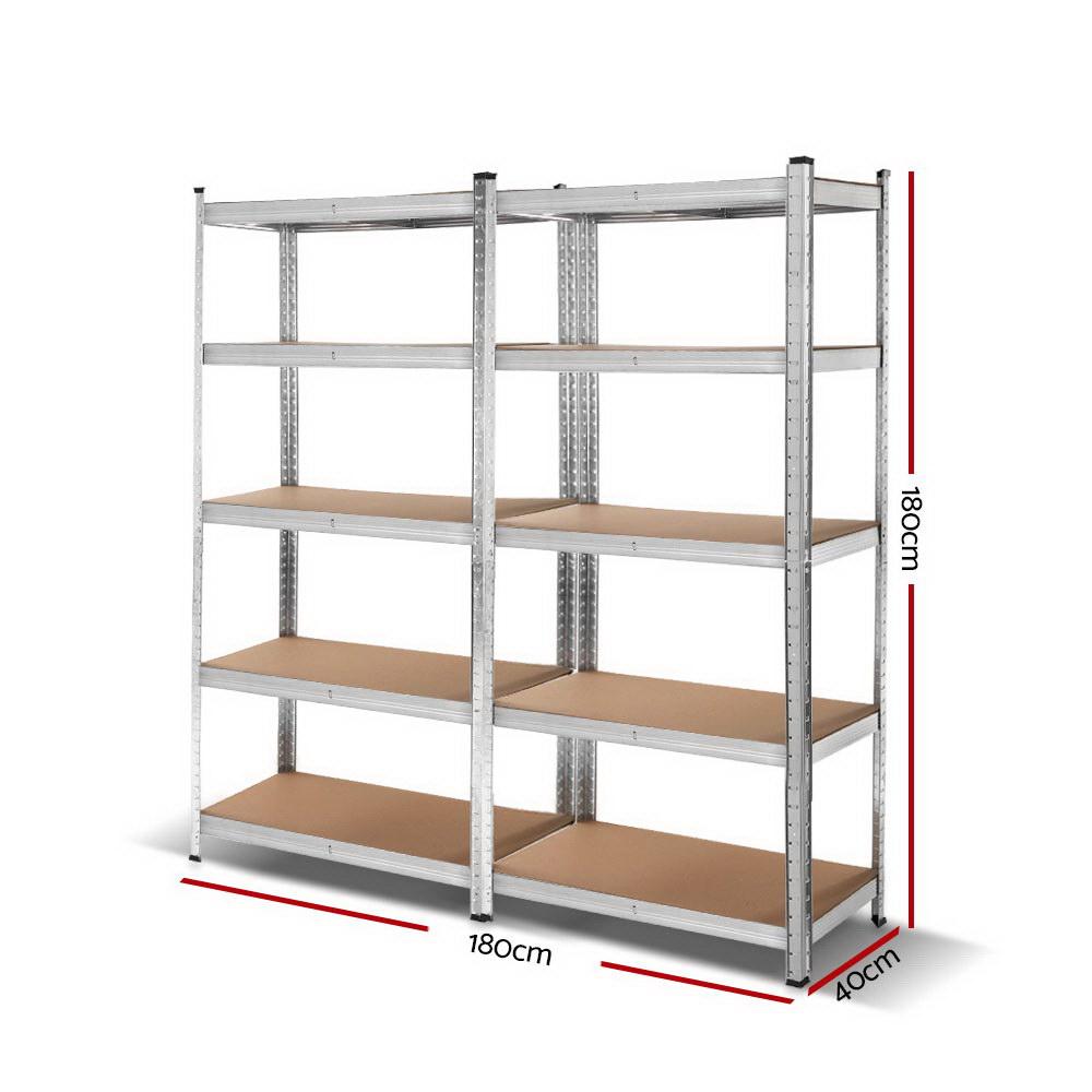 GIANTZ 2x1.8M Warehouse Shelving Rack showcasing five tiers of heavy-duty metal storage with adjustable shelves.