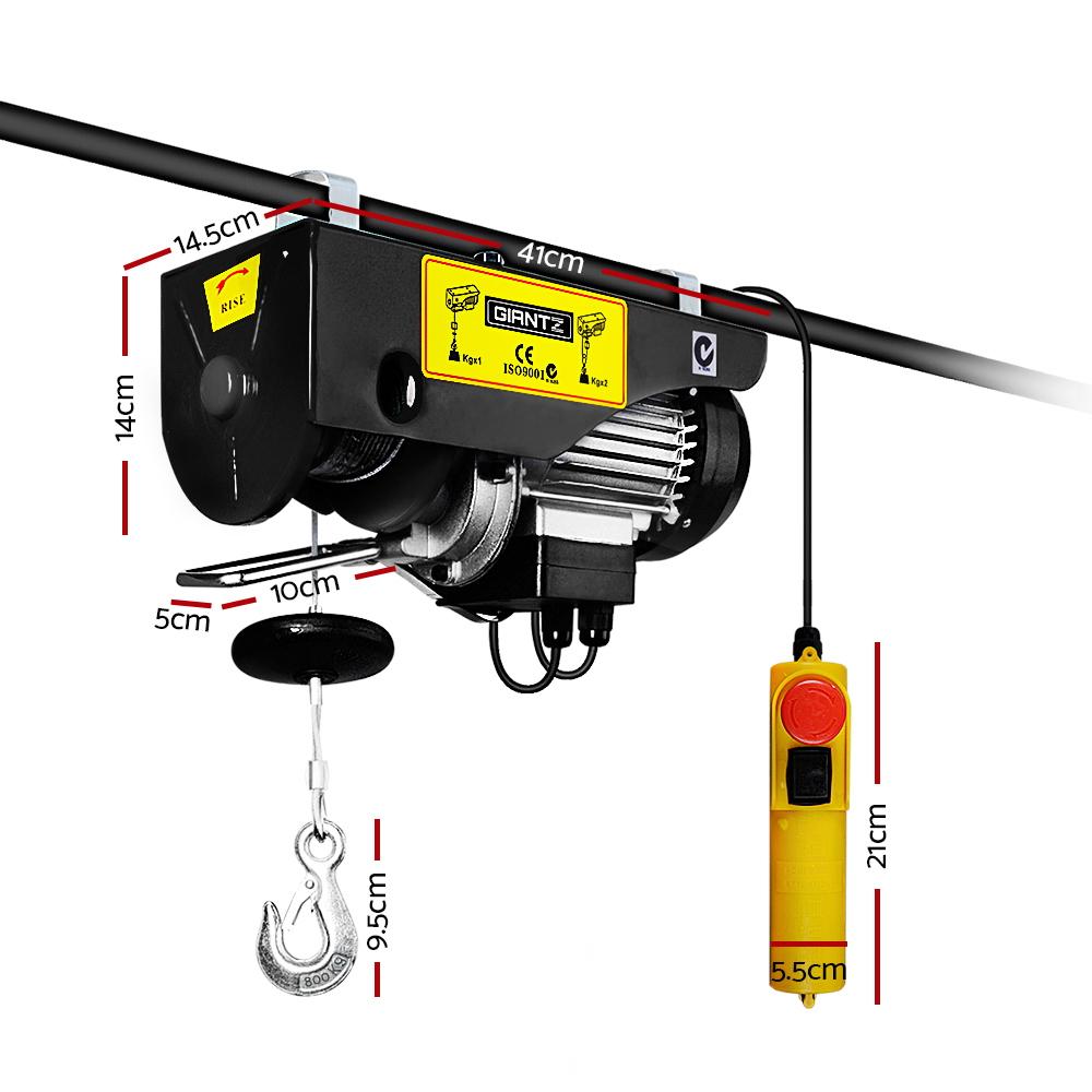 Giantz 1300W Electric Hoist Winch with high tensile cable and control switch.