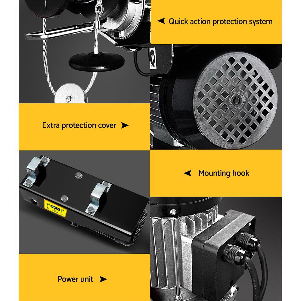 Giantz 1300W Electric Hoist Winch with high tensile cable and control switch.