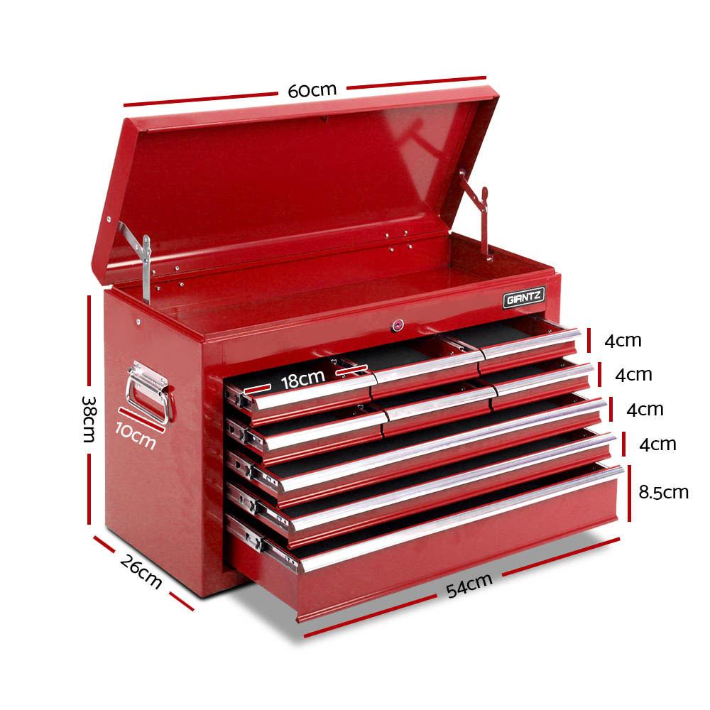 Giantz 14 Drawers Toolbox Chest Cabinet Mechanic Trolley in red, showcasing multiple drawers and sturdy construction.