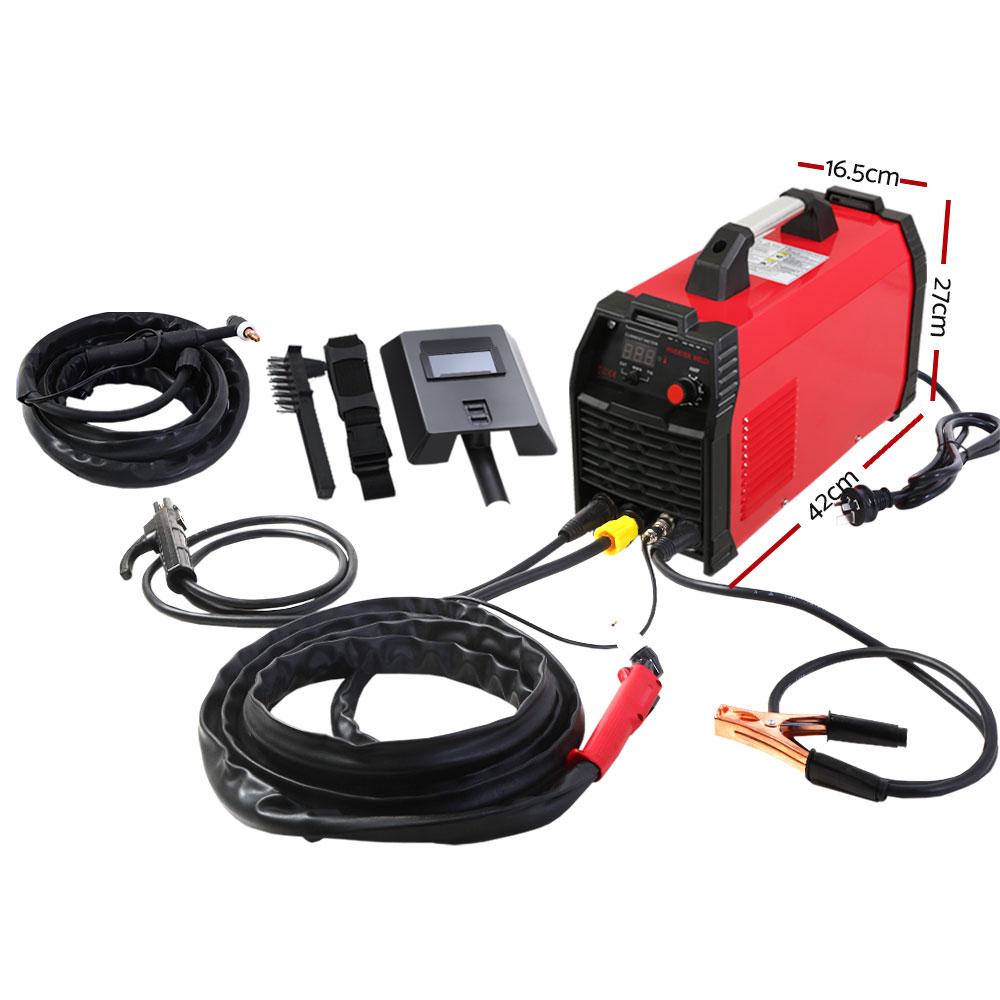 Giantz 140Amp Inverter Welder Plasma Cutter with digital display and accessories, showcasing its portable design and advanced features.