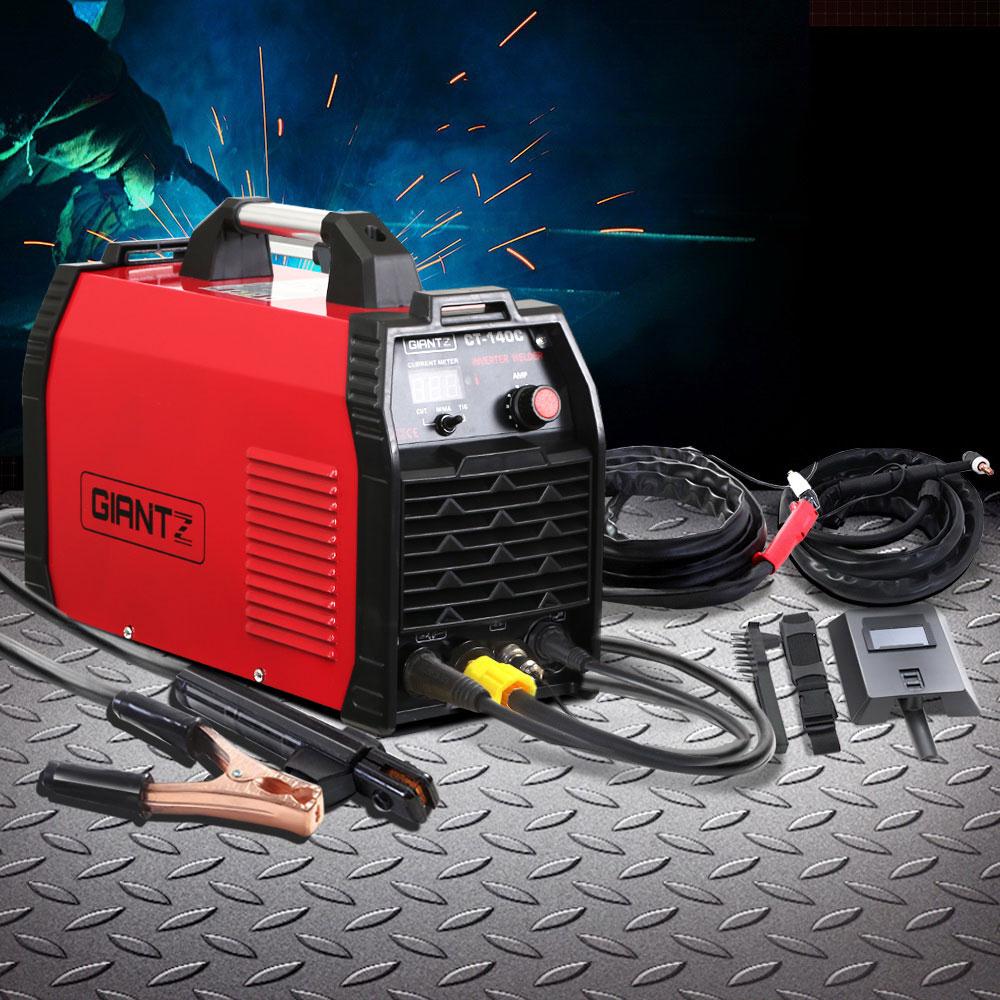 Giantz 140Amp Inverter Welder Plasma Cutter with digital display and accessories, showcasing its portable design and advanced features.