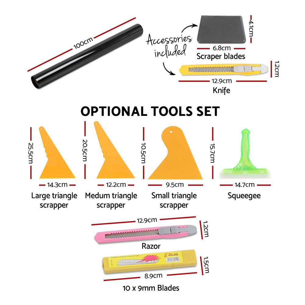 Giantz 15% 30M Window Tinting Kit with tools and film roll displayed on a white background.