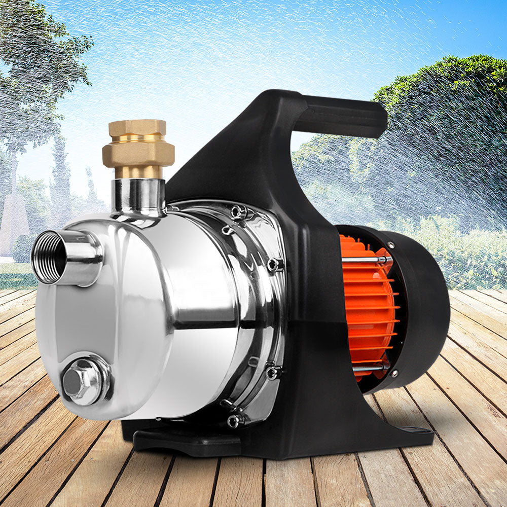 Giantz 1500W Garden High Pressure Water Pump with stainless steel body and accessories, designed for efficient irrigation and household tasks.