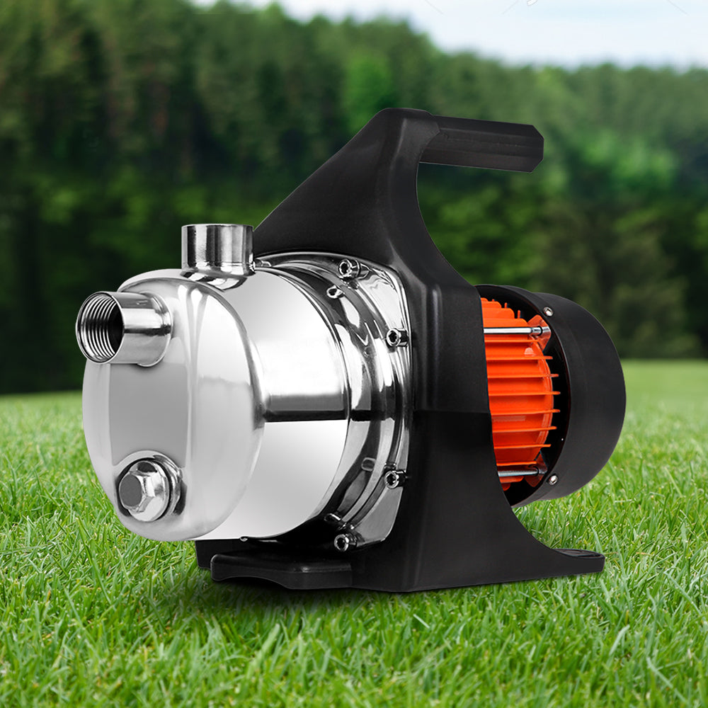 Giantz 1500W Garden High Pressure Water Pump with stainless steel body and accessories, designed for efficient irrigation and household tasks.