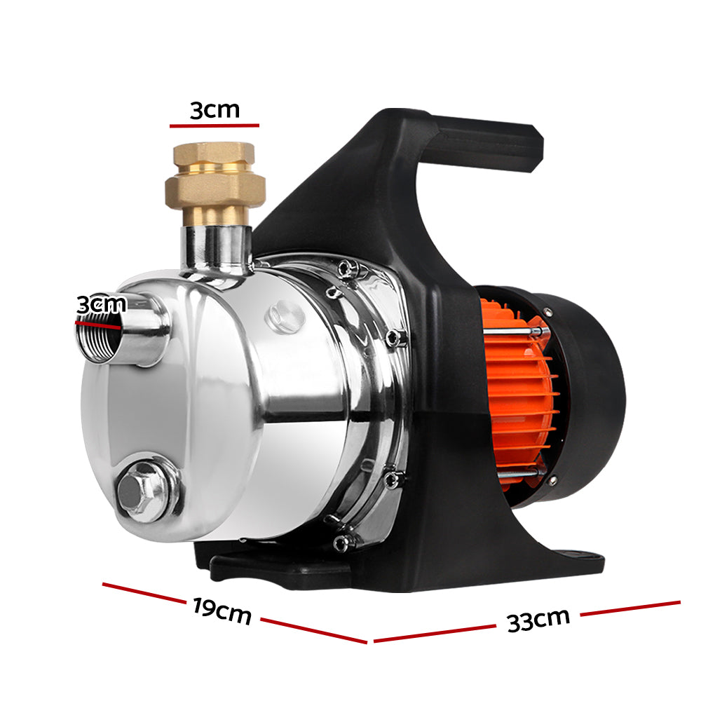 Giantz 1500W Garden High Pressure Water Pump with stainless steel body and accessories, designed for efficient irrigation and household tasks.