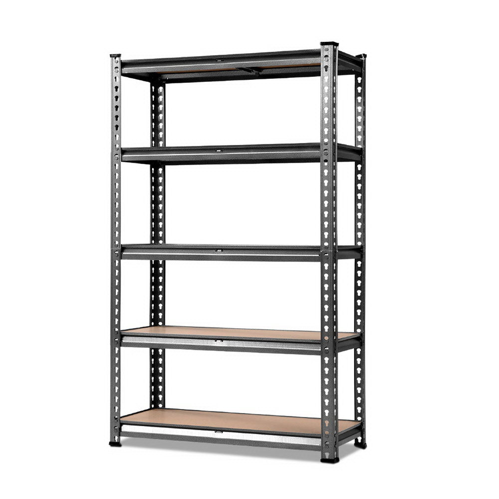 Giantz 1.5M Metal Steel Warehouse Shelving Unit with five tiers, showcasing its robust design and matte charcoal finish.