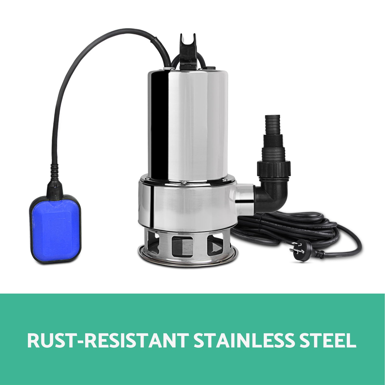 Giantz 1800W Submersible Water Pump with stainless steel body and power cable, designed for efficient water drainage.