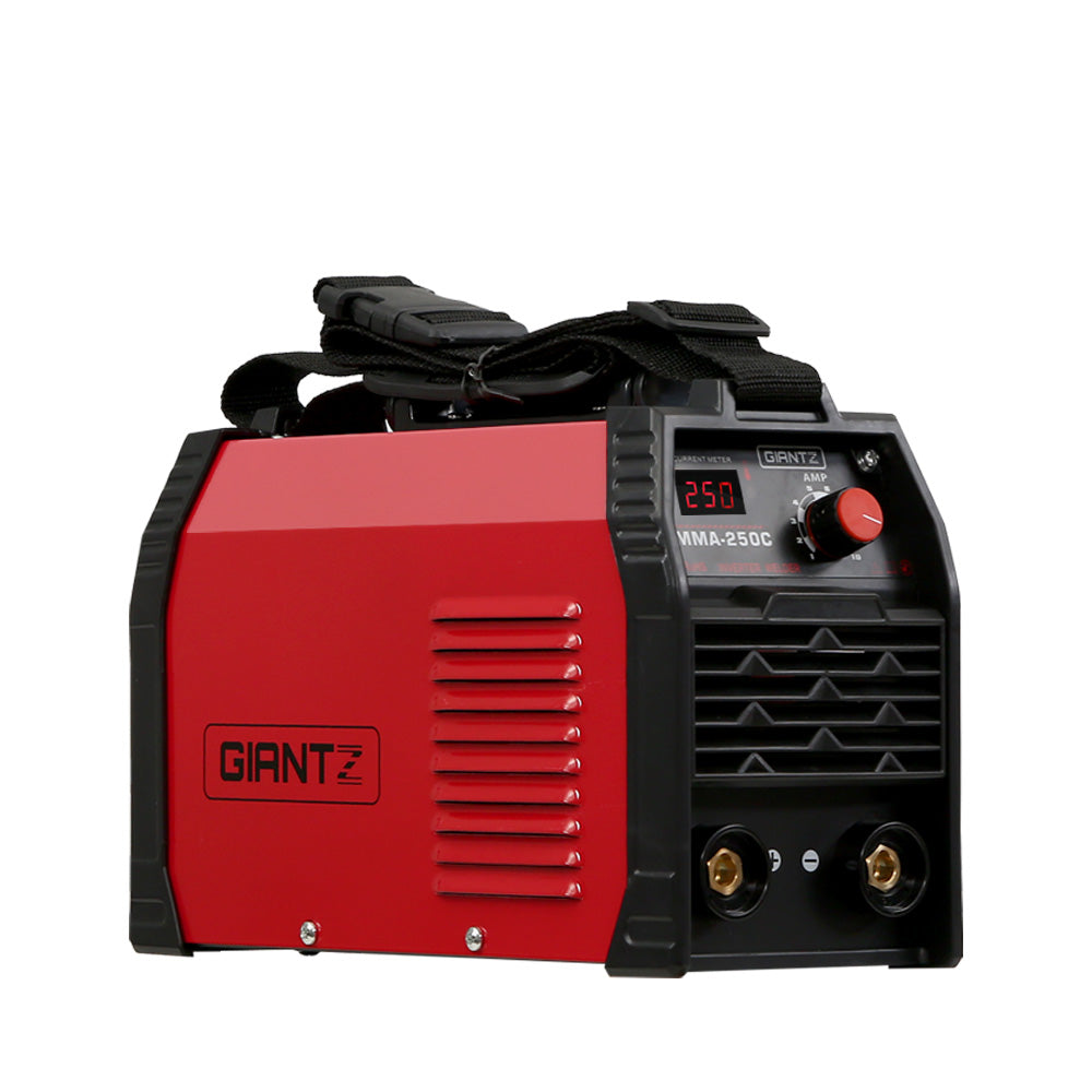 Giantz 250 Amp Inverter Welder MMA ARC DC IGBT Welding Machine with digital display and accessories.