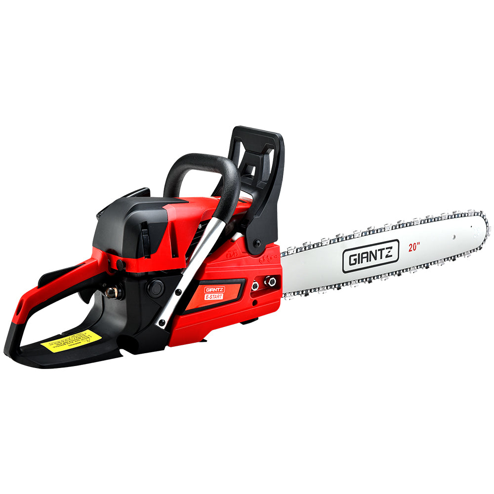 Giantz 52 CC Chainsaw with 20-inch bar and chain, showcasing its powerful engine and ergonomic design for efficient cutting.