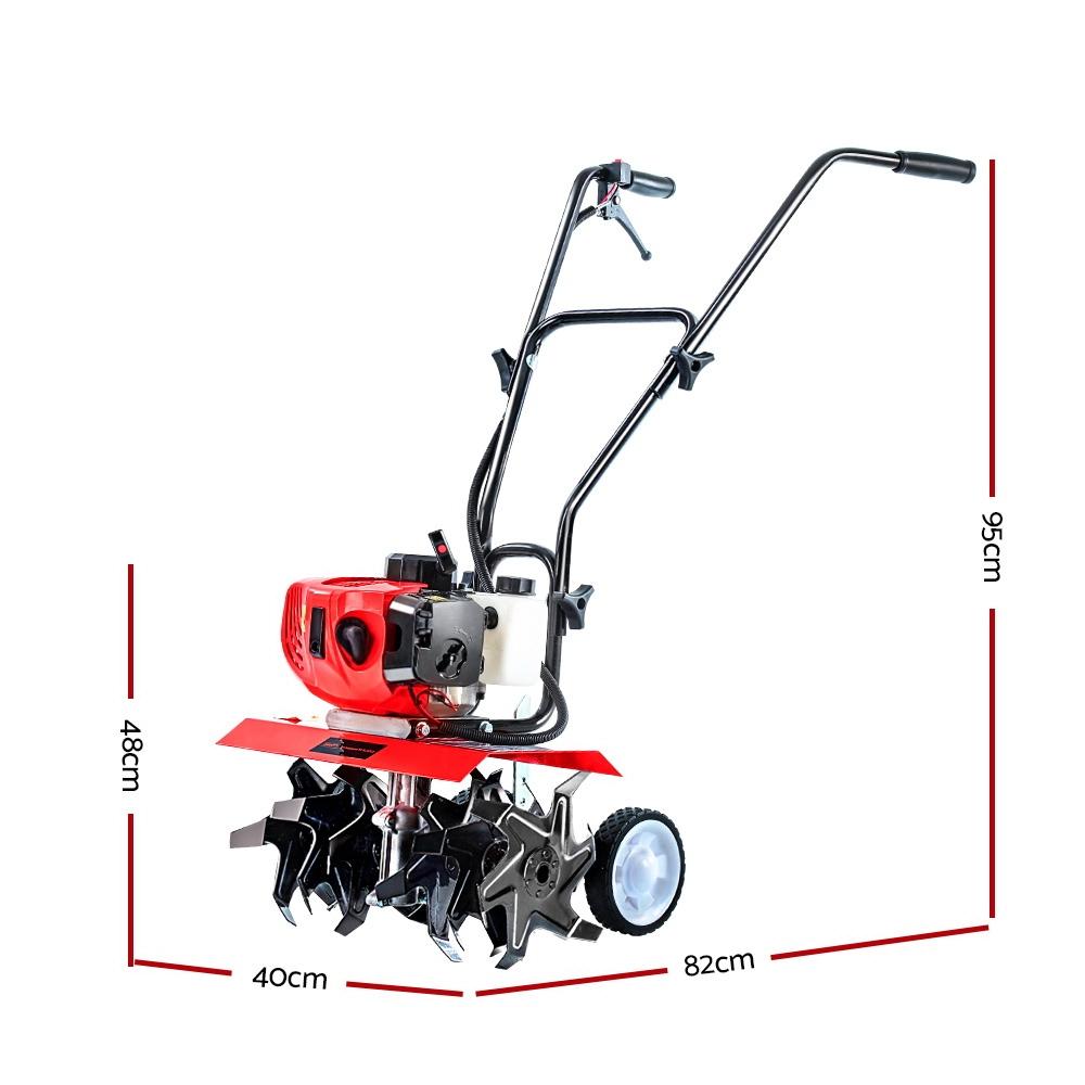 Giantz 65CC Cultivator Tiller Rotary Garden Hoe with 36 hardened steel tines and adjustable tilling depth.