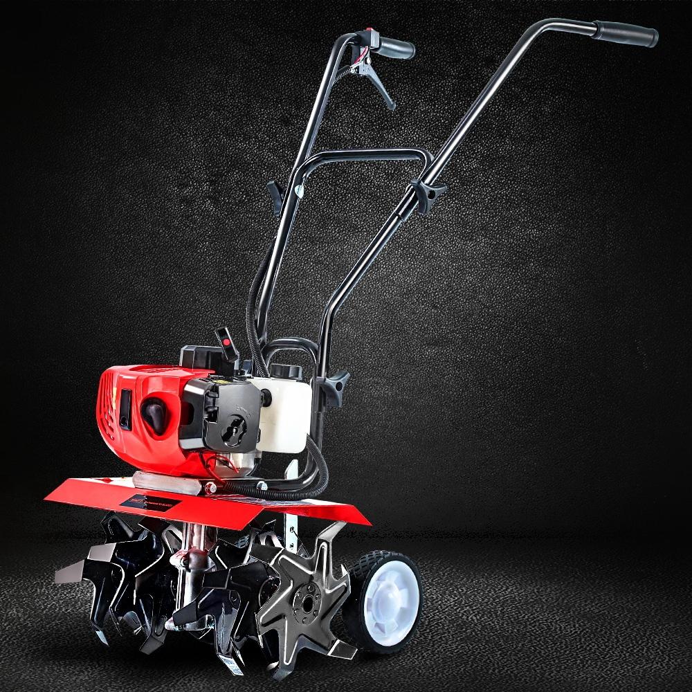 Giantz 65CC Cultivator Tiller Rotary Garden Hoe with 36 hardened steel tines and adjustable tilling depth.