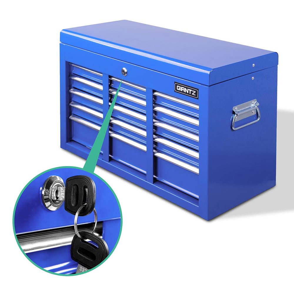 Giantz 9 Drawer Mechanic Tool Box Cabinet in Blue with multiple drawers and ergonomic handle.