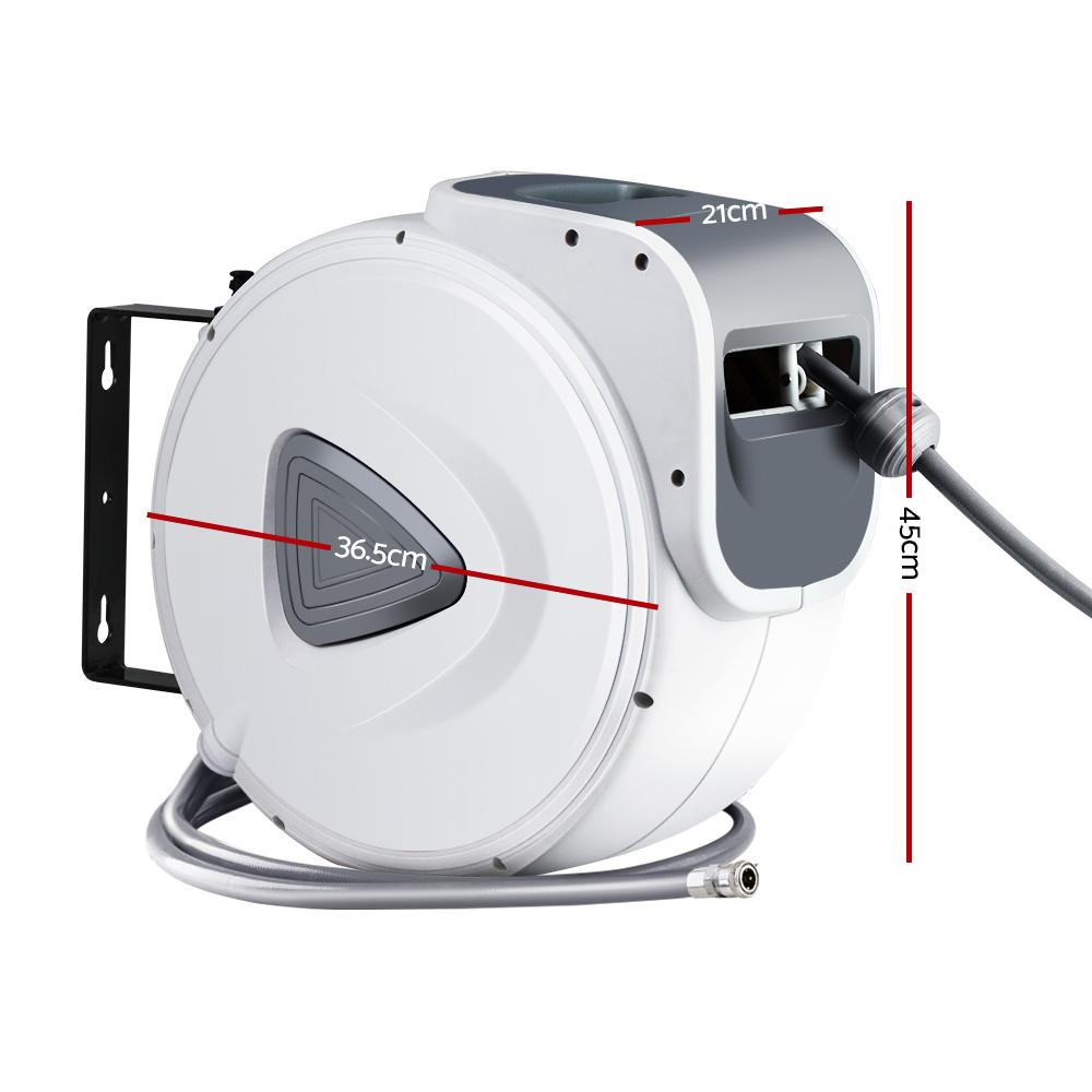 Giantz Air Hose Reel with 10m retractable hose, mounted on a wall, showcasing its swivel design and durable construction.