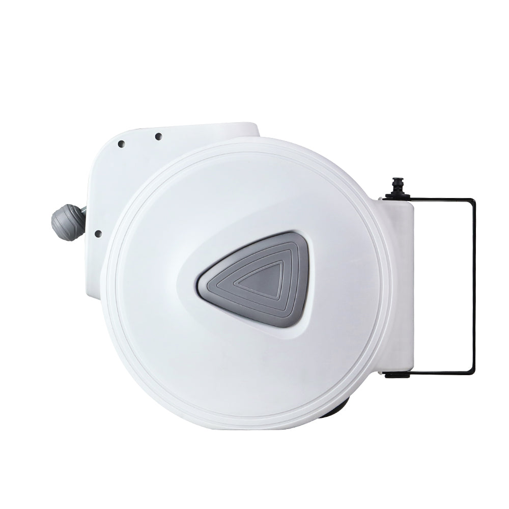 Giantz Air Hose Reel with 10m retractable hose mounted on a wall, showcasing its swivel design and durable construction.