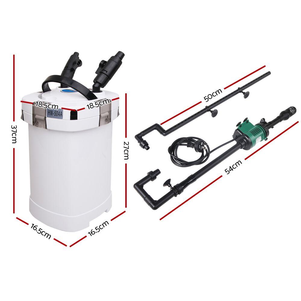 Giantz Aquarium External Canister Filter with hoses and pipes, designed for efficient water filtration in fish tanks.