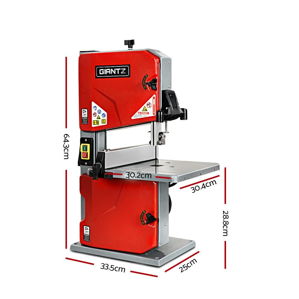 Giantz Bandsaw with LED lamps and quick-lock fence clamp, designed for precise wood cutting.