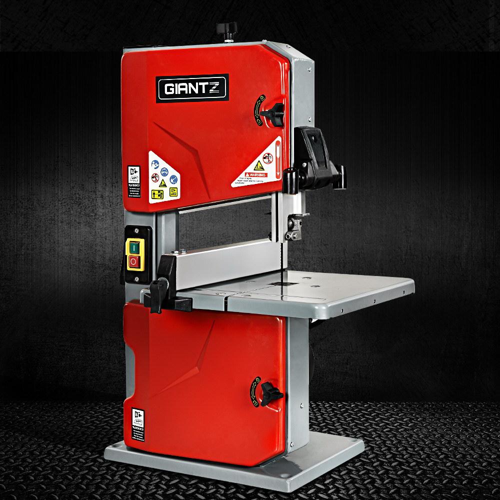 Giantz Bandsaw with LED lamps and quick-lock fence clamp, designed for precise wood cutting.