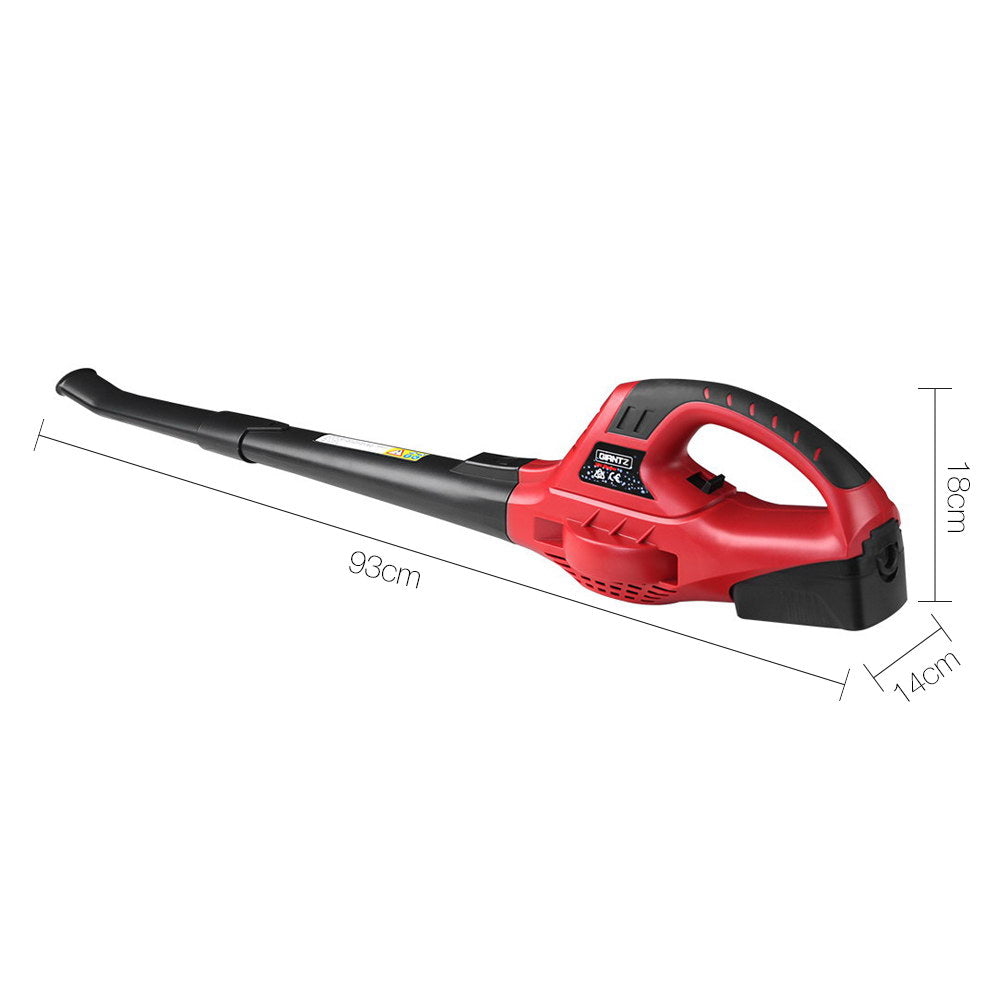 Giantz Lightweight Cordless Leaf Blower with rubber grip handle and narrow nozzle, ideal for leaf clearing.