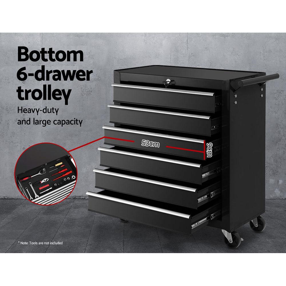 Giantz Tool Box Chest Trolley with 16 drawers, featuring a sturdy design and smooth ball bearing runners, ideal for tool organization.