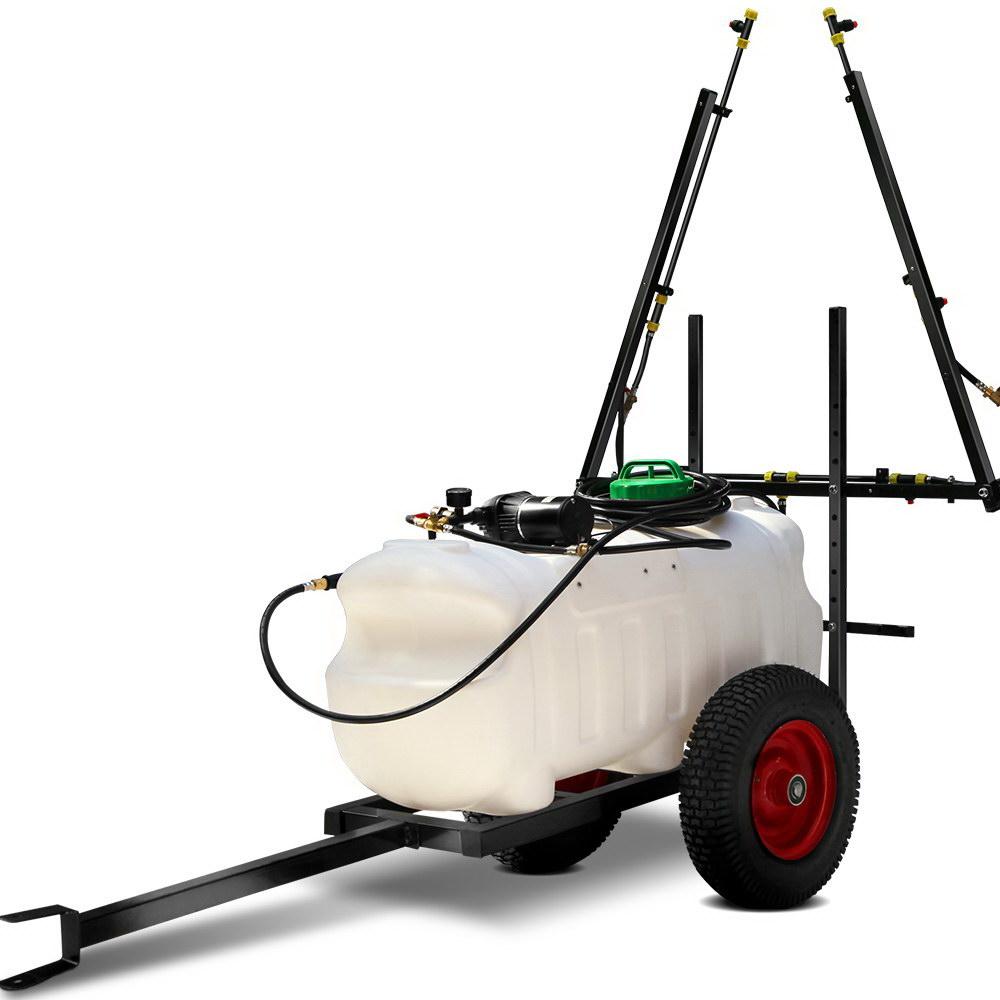 Giantz Weed Sprayer with 100L tank and trailer, featuring a foldable boom and handheld nozzle, designed for efficient weed control.