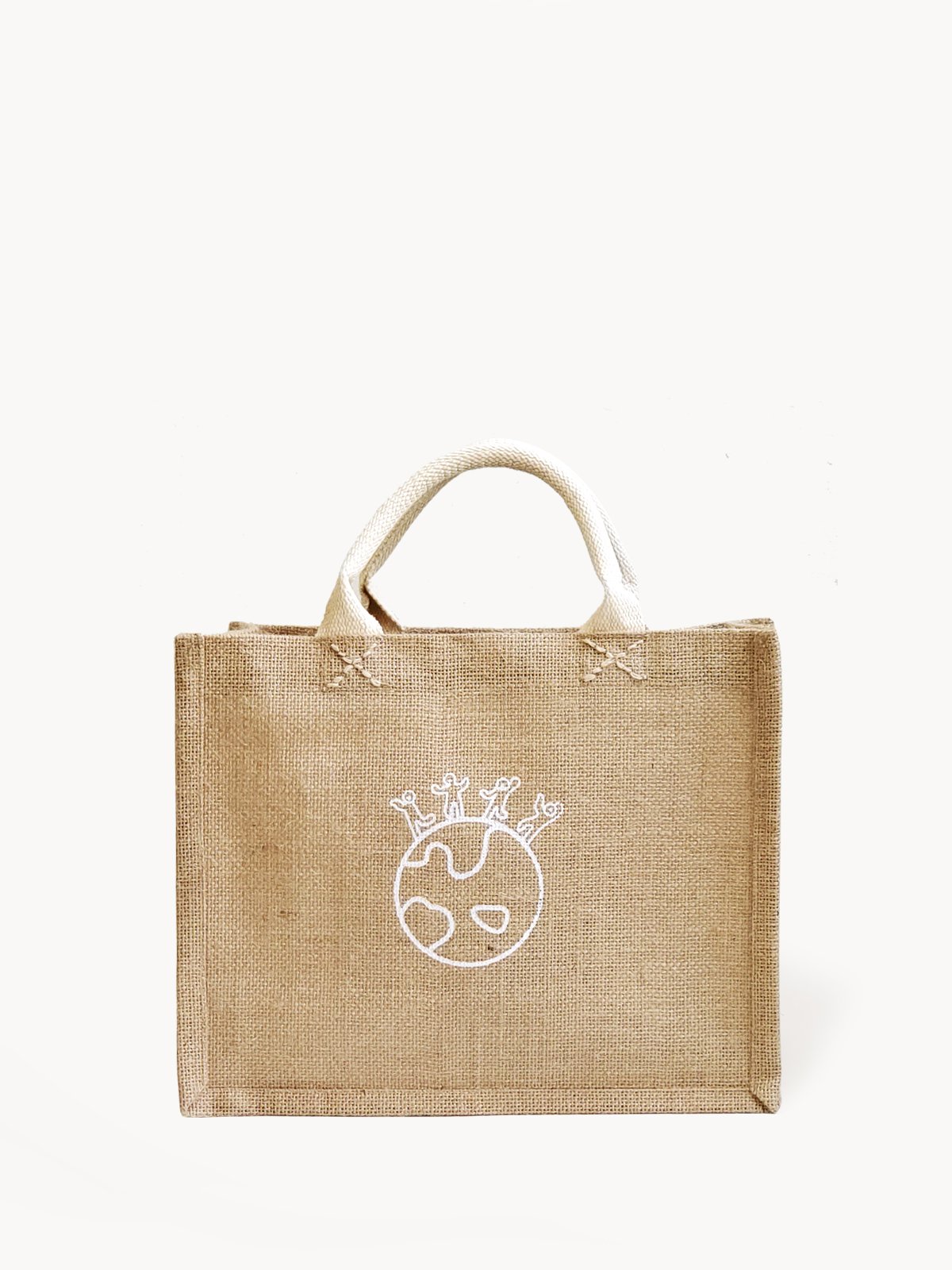 Eco-friendly Gift Bag - Earth made from natural jute fabric with cotton handles, showcasing a sustainable design.