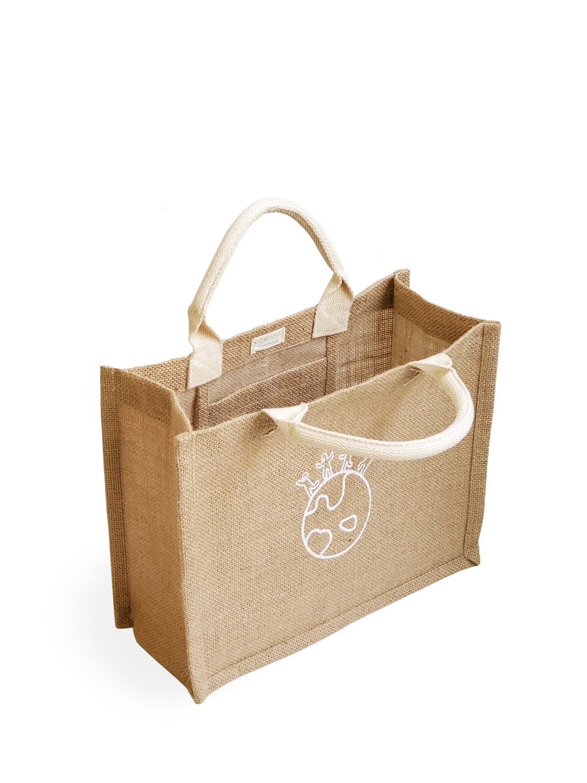 Eco-friendly Gift Bag - Earth made from natural jute fabric with cotton handles, showcasing a sustainable design.