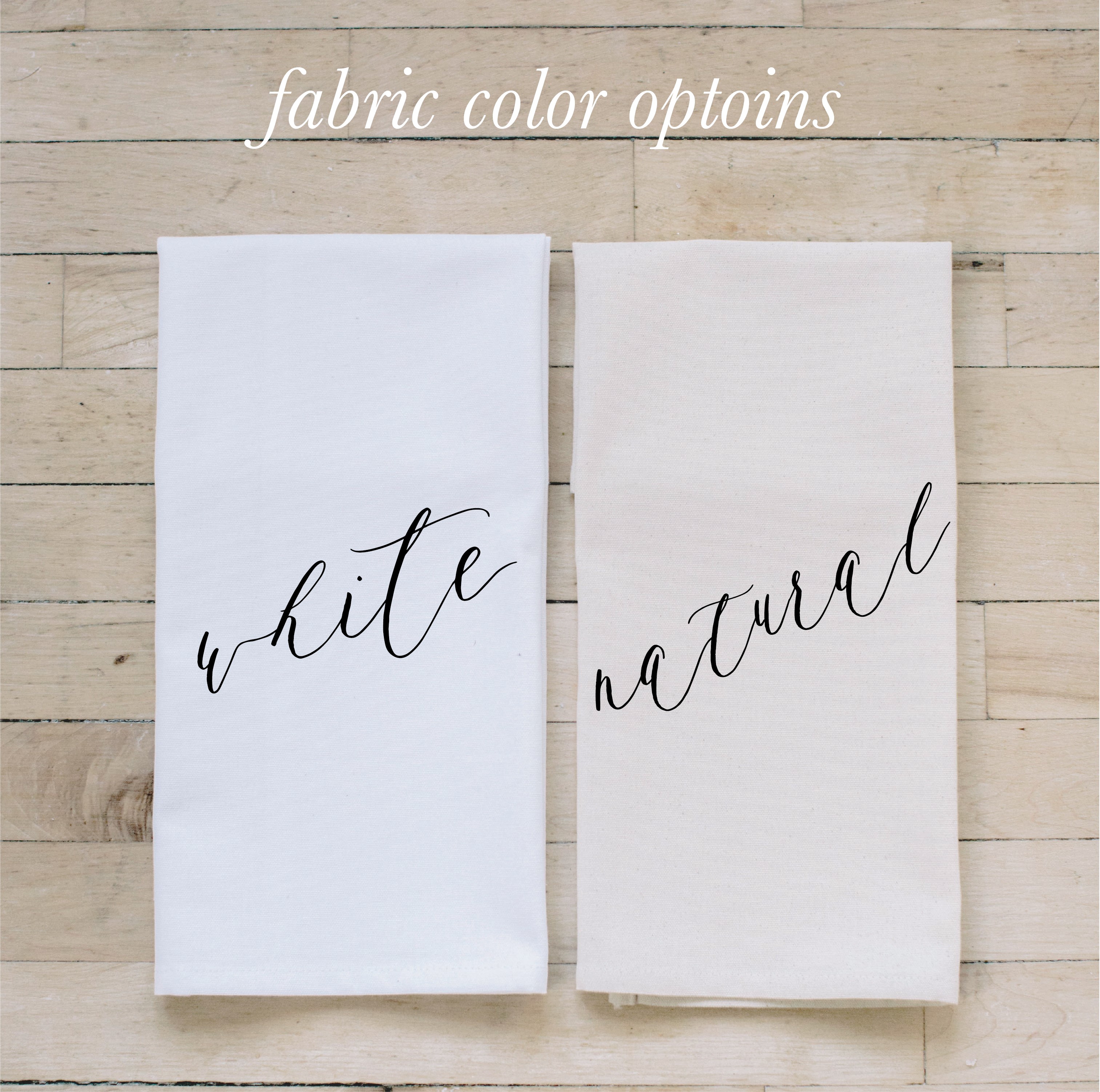 Gimme Some Sugar Tea Towel featuring elegant calligraphy design by Alyssa Thiel, available in white and natural colors, made from organic cotton.