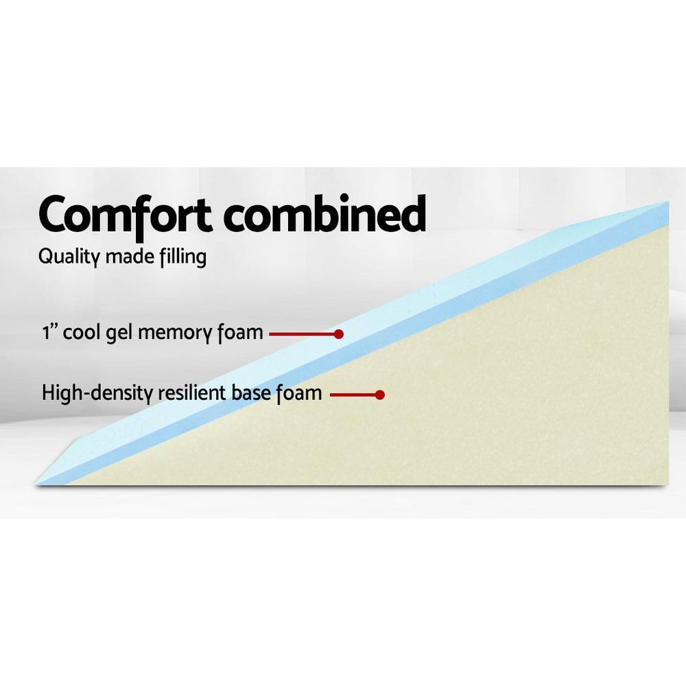 Giselle Bedding 2X Memory Foam Wedge Pillow with cool gel surface, designed for neck and back support, featuring a waterproof removable cover.