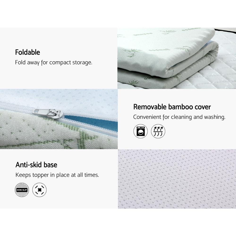 Giselle Bedding Cool Gel 7-zone Memory Foam Mattress Topper with bamboo cover, showcasing its plush design and breathable fabric.