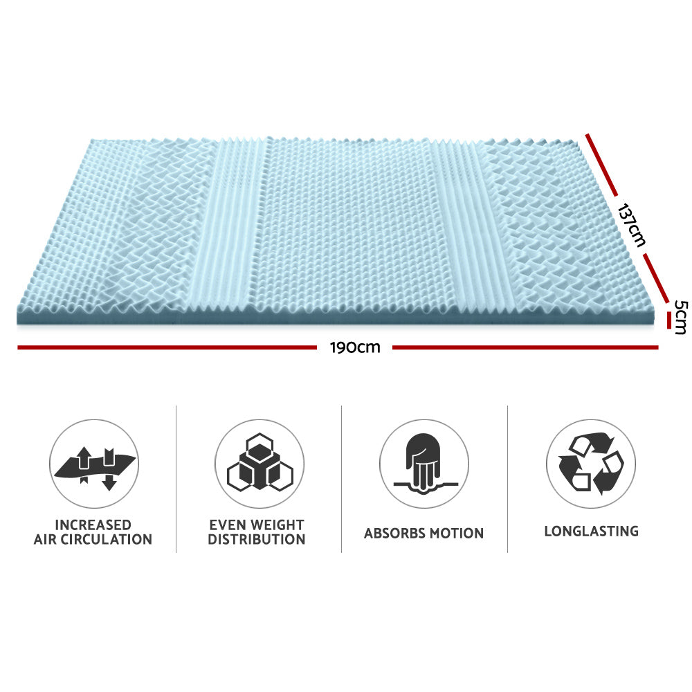 Giselle Bedding Cool Gel 7-zone Memory Foam Mattress Topper with bamboo cover, showcasing its plush design and breathable fabric.