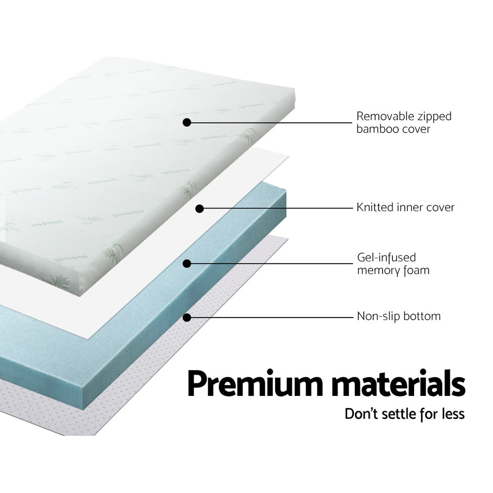 Giselle Bedding Cool Gel Memory Foam Mattress Topper with Bamboo Cover, showcasing its plush design and eco-friendly materials.