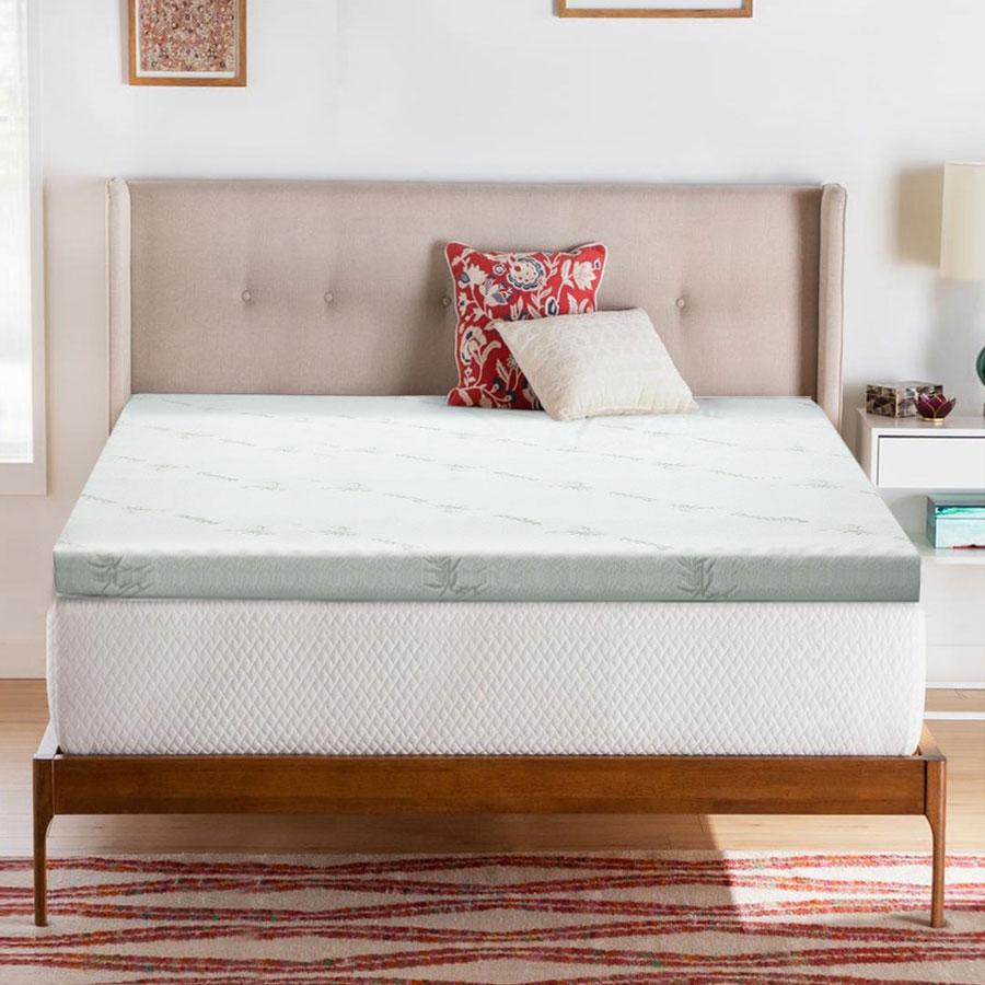 Giselle Bedding Cool Gel Memory Foam Mattress Topper with Bamboo Cover, showcasing its plush design and eco-friendly materials.