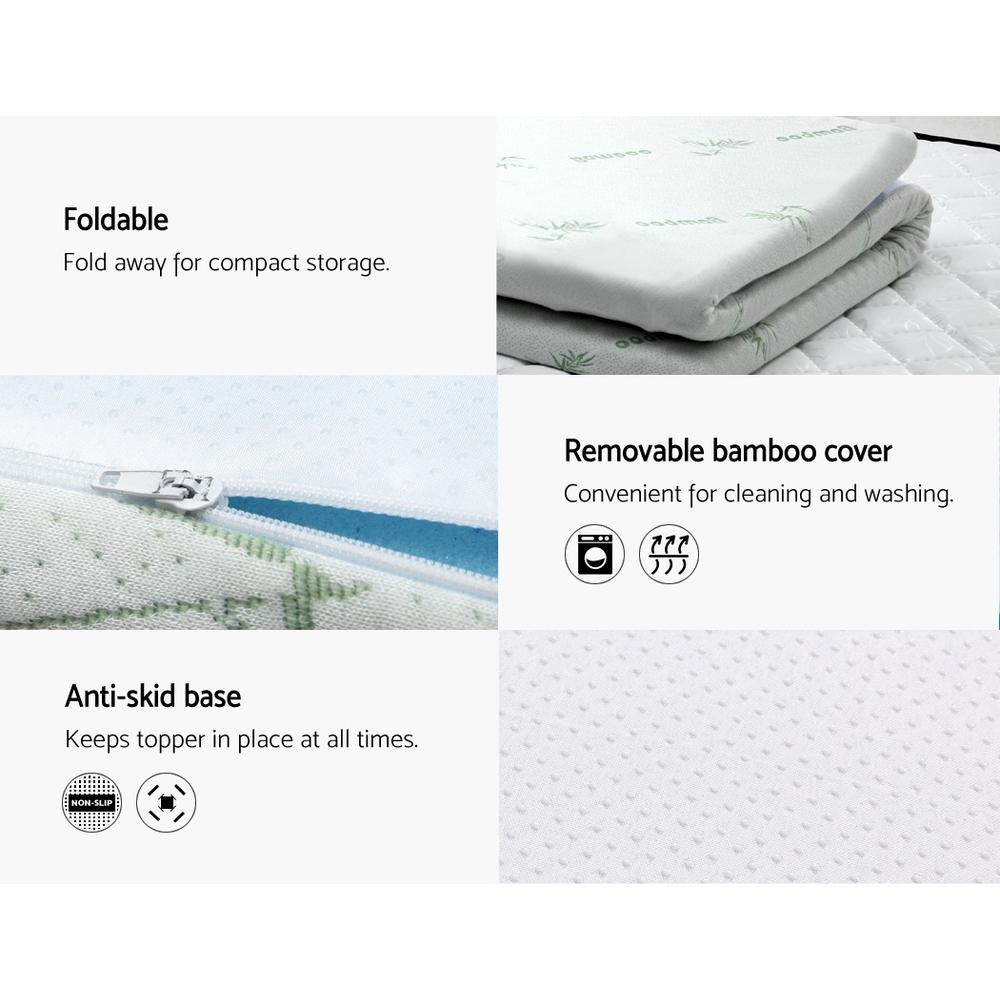 Giselle Bedding Cool Gel Memory Foam Mattress Topper with Bamboo Cover, showcasing its plush design and eco-friendly materials.