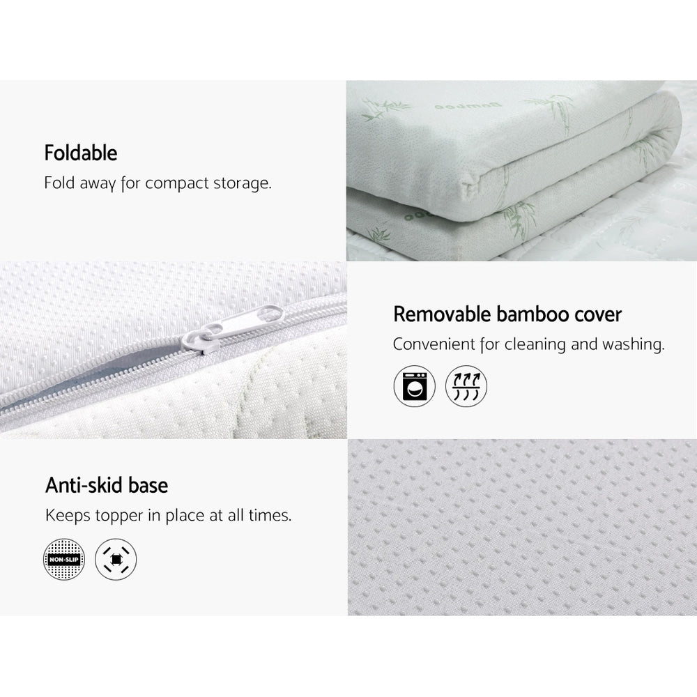 Giselle Bedding Cool Gel Memory Foam Mattress Topper with Bamboo Cover, showcasing its plush design and eco-friendly materials.