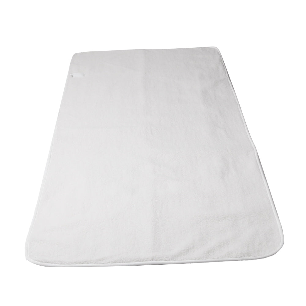 Giselle Bedding Double Size Electric Blanket in white fleece fabric, showcasing its soft texture and detachable remote control.