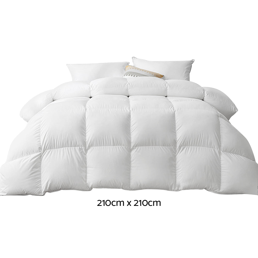 Giselle Bedding Duck Down Feather Quilt in white, showcasing its soft cotton cover and fluffy filling, perfect for winter warmth.