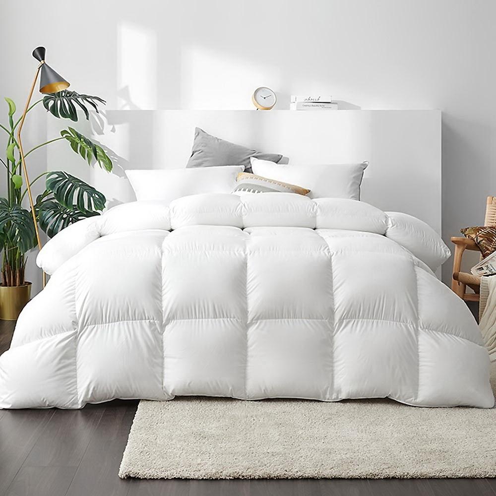 Giselle Bedding Duck Down Feather Quilt in queen size, featuring a soft white cotton cover and fluffy filling for ultimate comfort.