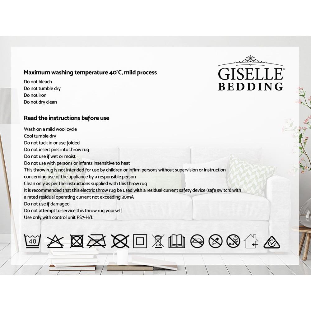 Giselle Bedding Electric Throw Blanket in Navy, showcasing soft coral fleece material and detachable remote control.