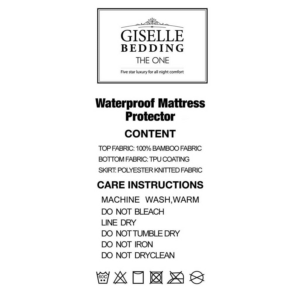 Giselle Bedding Bamboo Mattress Protector in white, showcasing its soft bamboo fabric and elastic skirting for a snug fit.